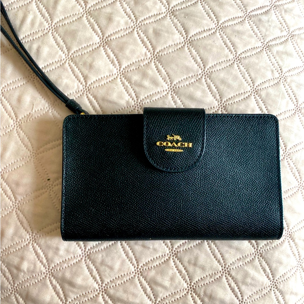Black Coach Phone Wristlet Wallet